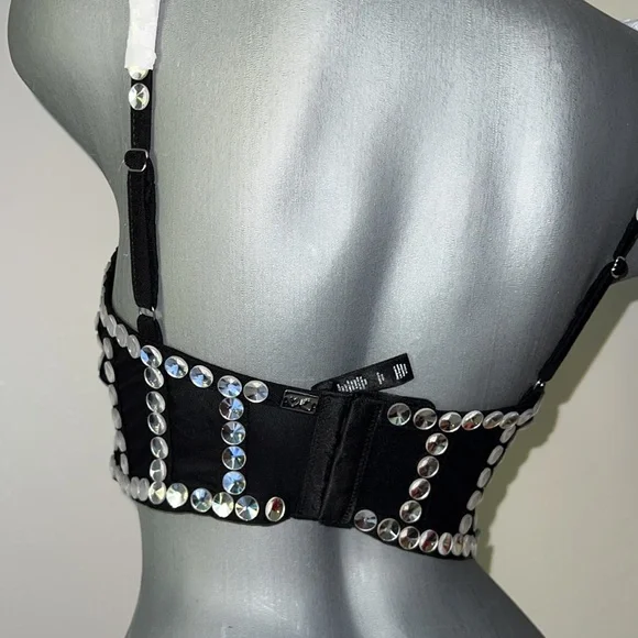 For Love And Lemons Black Jackpot Embellished Long Line Bra - Picture 5 of 7